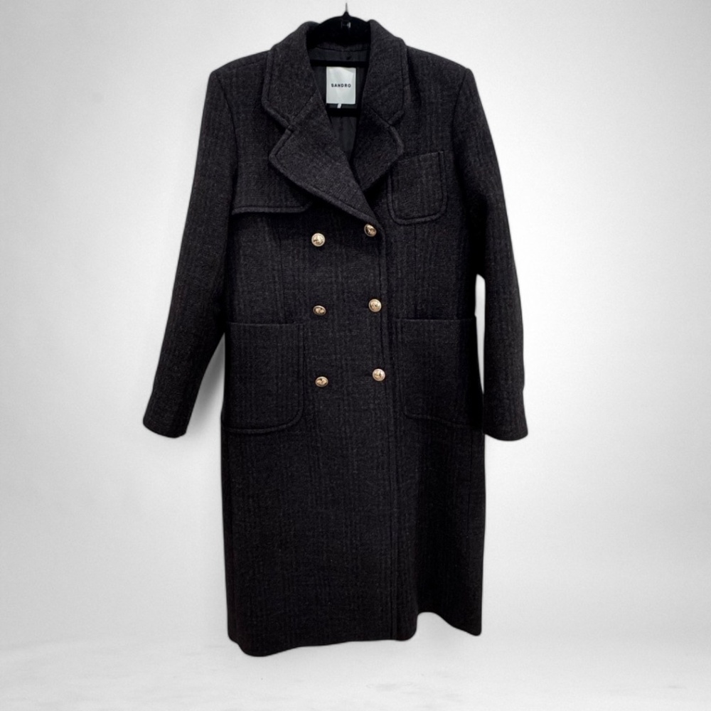 Sandro Double-Breasted Wool-Felt Coat
